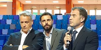 Un momento dell'intervento del sottosegretario alla Presidenza della Regione Lombardia con delega ai Grandi eventi sportivi, Antonio Rossi. Di fianco a lui il Ceo di ATP, Chris Kermode.