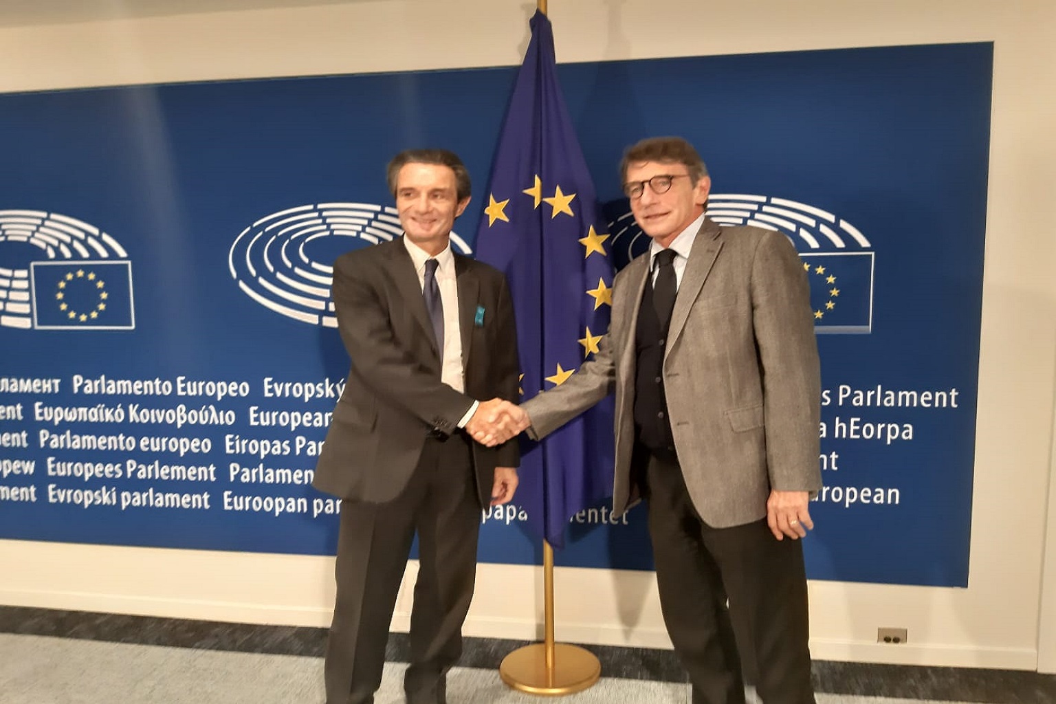 Il Governatore Fontana ha incontrato a Bruxelles il presidente dell'Europarlamento Sassoli.