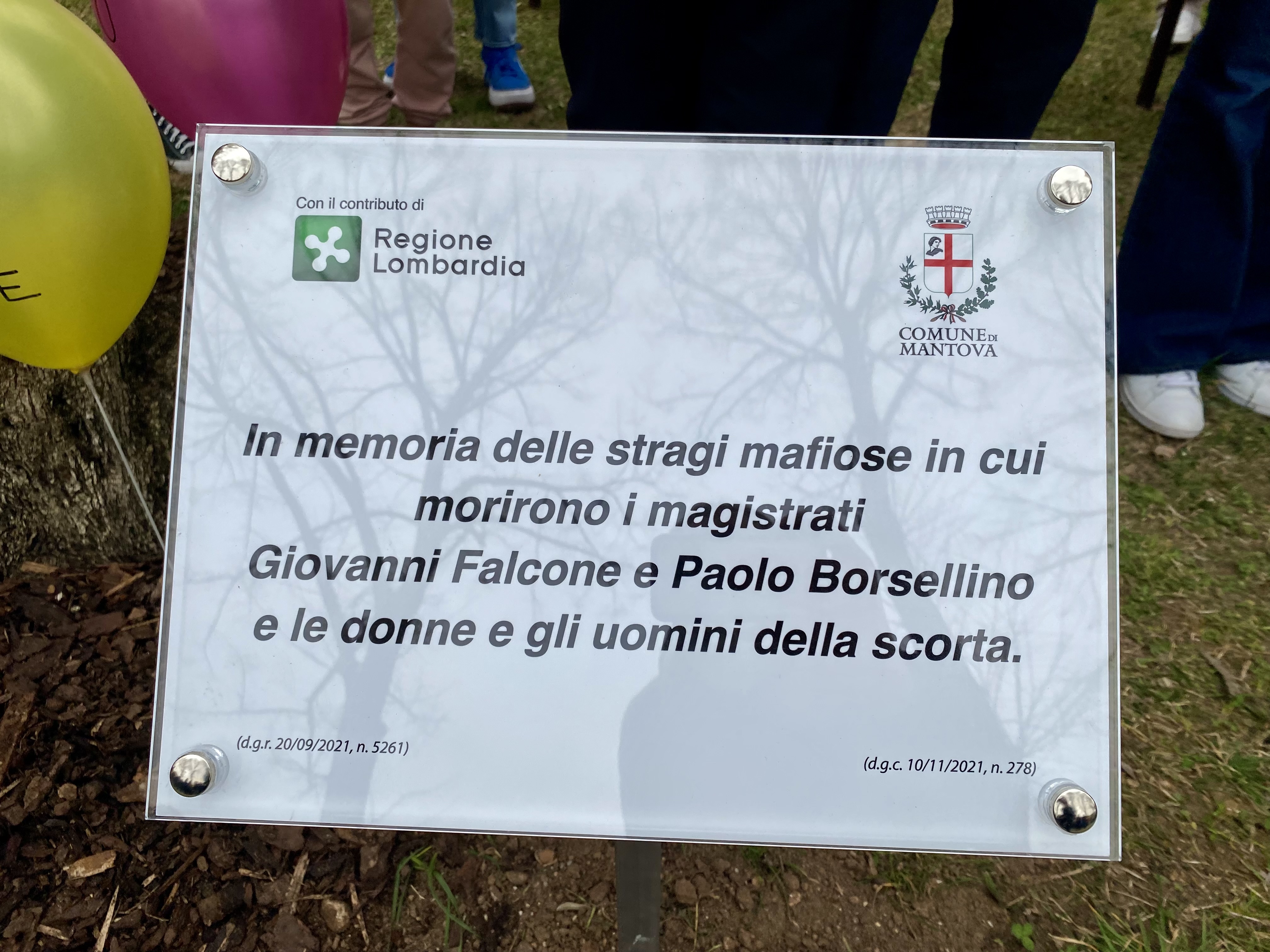 Mantova targa ricorda Falcone e Borsellino