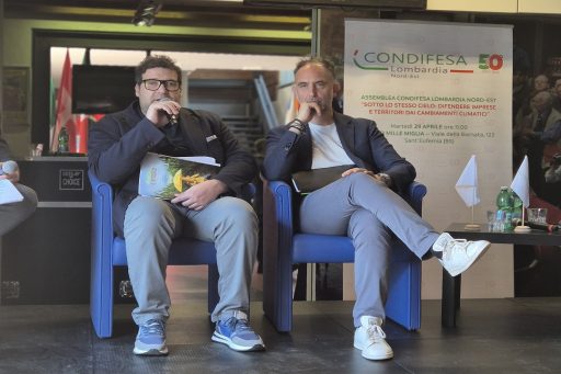 Gli assessori Giorgio Maione e Alessandro Beduschi all'assemblea 2025 di Condifesa a Brescia
