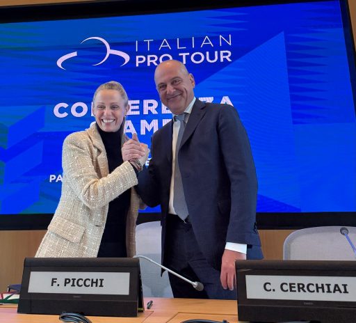 Il sottosegretario alla Presidenza della Regione Lombardia Federica Picchi e il presidente della Federazione italiana Golf Cristiano Cerchiai in occasione dell' 'Italian pro tour'