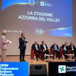 Il presidente di Regione Lombardia, Attilio Fontana, mentre interviene durante la conferenza stampa di presentazione della stagione 2025 delle nazionali di pallavolo