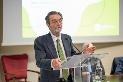 L' intervento presidente Regione Lombardia Attilio Fontana 