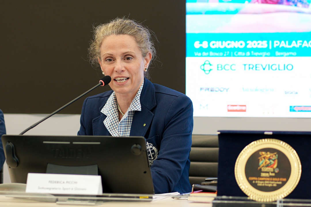 Il supporto di Regione Lombardia per la ginnastica artistica: a Treviglio (BG) il meglio della disciplina, in foto il sottosegretario allo Sport Federica Picchi