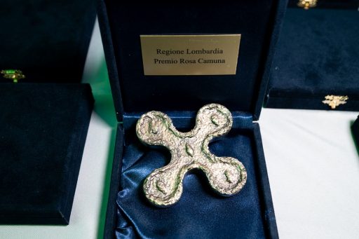 Premio Rosa Camuna 2025 all'interno del suo apposito cofanetto, foto utilizzata per il video dei momenti salienti.