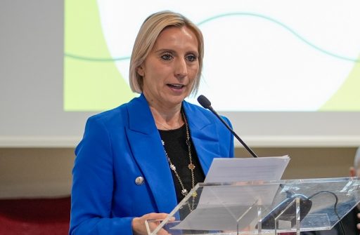 Assessore Terzi durante un suo intervento. Foto utilizzata in occasione dell'autostrada Bergamo-Treviglia