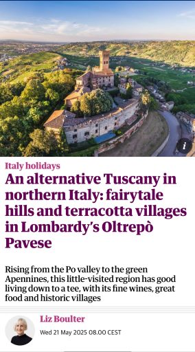 The Guardian , il quotidiano Britannico, esalta l'Oltrepò Pavese. 