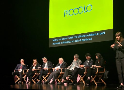 L’assessore regionale alla Cultura, Francesca Caruso, in foto, alla conferenza stampa di presentazione della stagione 2025-26 del Piccolo Teatro di Milano