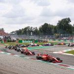 Gran Premio di Monza, la foto ritrae una parte del circuito utilizzato per il GP di Monza con le vetture di Formula 1 incolonnate. Utilizzata per l'appello di Fontana per il rinnovo delle concessioni