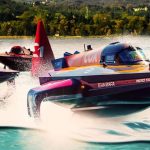 Il presidente della Regione Lombardia, Attilio Fontana, partecipa alla cui tappa italiana del mondiale sarà a Sesto Calende, in foto un motoscafo elettrico