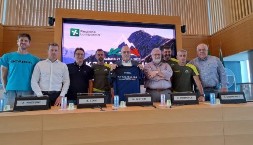 L'assessore regionale Massimo Sertori ha presentato a Palazzo Lombardia la 7ª edizione della K2 Valtellina Extreme Vertical Race.