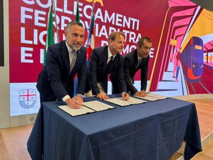 Protocollo treni Milano Genova Piemonte, da sinistra gli assessori Lucente, Scajola e Gabusi