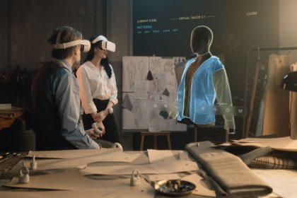 In foto due stilisti con dei visori innovativi, protagonisti del nuovo bando ‘Next Fashion’ di Regione Lombardia