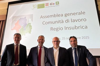 Francesco Quattrini, Norman Gobbi, Massimo Sertori e Alberto Preioni all'Assemblea generale della Regio Insubrica