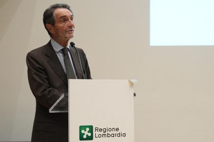 Il presidente della Regione Lombardia, Attilio Fontana, interviene all’evento ‘Comunicazione e ambiente, etica e sostenibilità’ organizzato da Arpa Lombardia