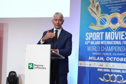 Il ministro per lo Sport e i Giovani, Andrea Abodi, interviene alla cerimonia di inaugurazione della 43ª edizione di 'Sport Movies & Tv 2025 – Milano International Ficts Fest'