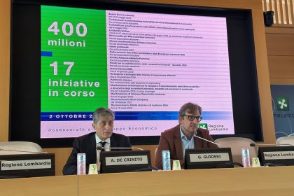 L’assessore regionale allo Sviluppo economico, Guido Guidesi, presenta a Palazzo Lombardia il nuovo pacchetto di misure messe in campo per proseguire nel sostegno al tessuto produttivo e imprenditoriale lombardo