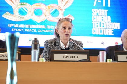 L'intervento del sottosegretario Federica Picchi nel corso della presentazione di Sport & Movie Tv 2025