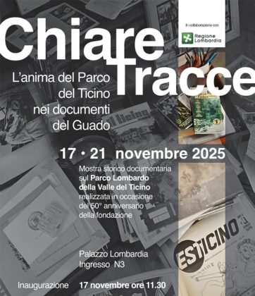 Tredici pannelli, teche con documenti originali e diverse composizioni pittoriche raccontano, in una mostra, 'Chiare Tracce', la storia del 50 anni del Parco del Ticino.