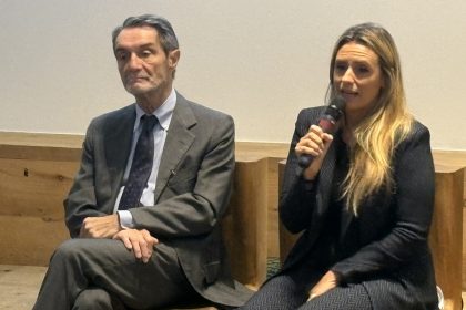 In foto l’assessore regionale alla Cultura, Francesca Caruso, durante la presentazione dei ‘Giochi della Cultura’ in Triennale Milano, insieme al presidente della Regione Lombardia, Attilio Fontana