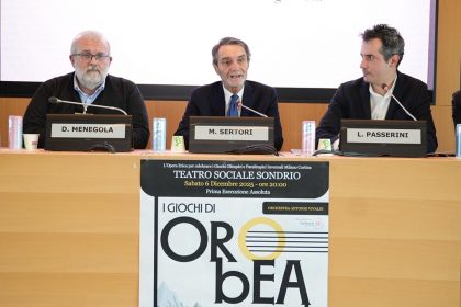 Il presidente Fontana alla presentazione dell'opera per le Olimpiadi 'I Giochi di Orobea'