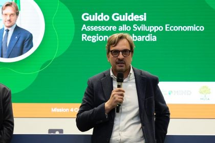 Presentata a Palazzo Lombardia la nuova edizione delle ‘Startup Competitions’, in foto l’assessore regionale allo Sviluppo economico Guido Guidesi durante l’evento che riunisce la ’Champions League’ delle aziende