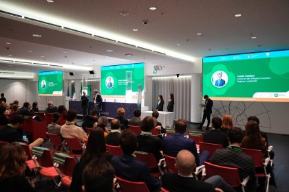 In foto la Sala Biagi di Palazzo Lombardia durante la nuova edizione delle ‘Startup Competitions’, l’evento che riunisce la ’Champions League’ delle aziende