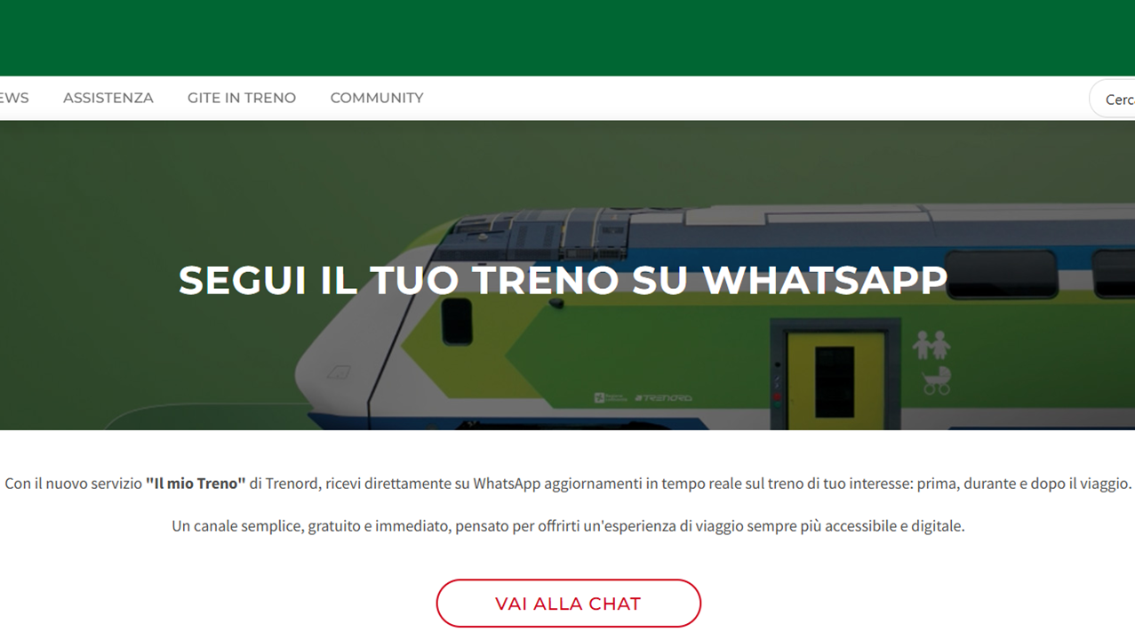 Il nuovo servizio WhatsApp di Trenord fornisce in tempo reale aggiornamenti personalizzati sul viaggio in modo efficiente e accessibile per i viaggiatori