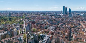 veduta di Milano dall'alto dove sono state disattivate misure antinquinamento