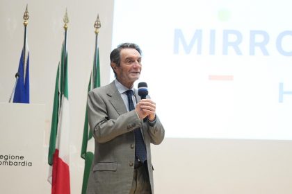 Il presidente della Regione Lombardia, Attilio Fontana, interviene all’evento conclusivo di Hackathon 2025, 'Mirror Minds Hack', dedicato ai temi del rispetto in rete e della prevenzione del cyberbullismo