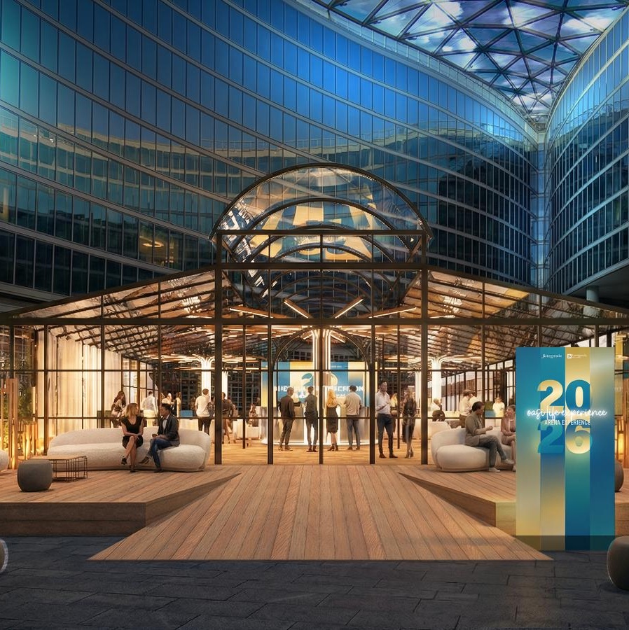 Il rendering della Media Lounge di 'Casa Lombardia' che ospiterà i giornalisti e gli eventi durante le Olimpiadi e le Paralimpiadi 2026