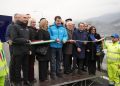 Il presidente della Regione Lombardia Attilio Fontana, insieme al vicepremier Salvini e al sottosegretario Morelli, con l’assessore Terzi e il sottosegretario Piazza, all’inaugurazione del nuovo ponte di Lecco