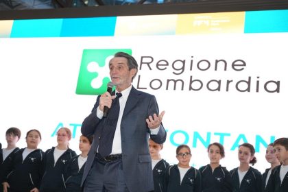Il presidente di Regione Lombardia, Attilio Fontana, interviene all'iniziativa intitolata 'Sport Movies & Tv - Together for the Games'