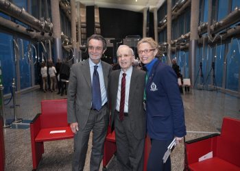 Il presidente Fontana e il sottosegretario Pucchi al Belvedere 'Berlusconi' di Palazzo Lombardia con Dan Peterson per i 90 ani del mitico coach di basket