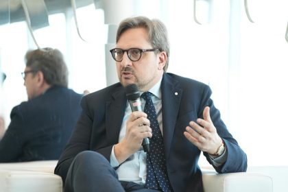 In foto l’assessore regionale allo Sviluppo economico Guido Guidesi all’evento di Eni al Belvedere di Palazzo Lombardia dedicato all’eredità olimpica