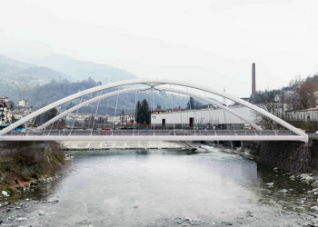 In foto una simulazione del futuro ponte sul fiume Serio a Ponte Nossa (BG)