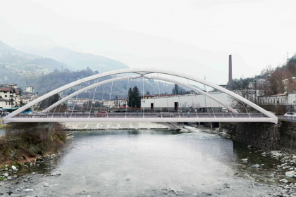 In foto una simulazione del futuro ponte sul fiume Serio a Ponte Nossa (BG)
