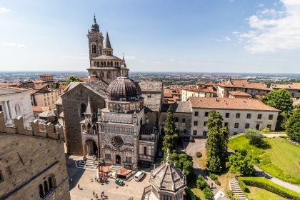 Foto dall'alto di Bergamo dove come a Milano e Mantova sono state disattivate le misure antinquinamento