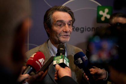 Nella foto il presidente della Regione Lombardia Attilio Fontana alla presentazione dei risultati dello studio sulla Parità di genere nella comunicazione sportiva a Palazzo Lombardia