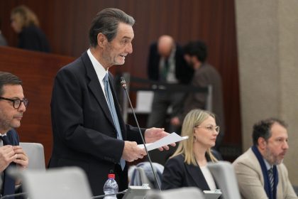 Il presidente della Regione Lombardia Attilio Fontana interviene in apertura del Consiglio regionale per tracciare un primo bilancio delle Olimpiadi Milano Cortina 2026
