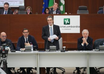 Il presidente della Regione Lombardia Attilio Fontana interviene in apertura del Consiglio regionale per tracciare un primo bilancio delle Olimpiadi Milano Cortina 2026