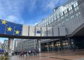 Una foto in esterna del Parlamento europeo a Bruxelles (Belgio), sede del tavolo di confronto tra i rappresentanti istituzionali di Regione Lombardia e la vicepresidente del Parlamento Europeo Antonella Sberna