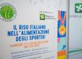 Locandina della conferenza stampa ‘Il riso italiano nell’alimentazione degli sportivi’ a Milano