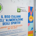 Locandina della conferenza stampa ‘Il riso italiano nell’alimentazione degli sportivi’ a Milano