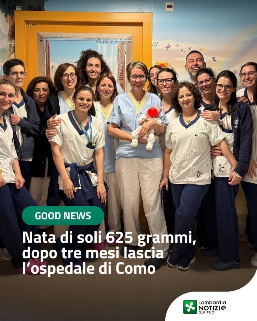 #GoodNews
Dopo un lungo e delicato percorso assistenziale durato tre mesi, è stata dimessa dalla Terapia Intensiva Neonatale (Tin) dell’ospedale Sant’Anna di Como la piccola A., nata alla 24ª settimana con un peso di soli 625 grammi. Una fragilità estrema che nascondeva, però, la grinta di una vera guerriera.
Ora la piccola può tornare a casa circondata dall’amore che l’ha tenuta stretta fin dal primo istante.
Un grazie a tutto il personale sanitario e ai volontari dell’associazione ProTin.

👉 Scopri di più al link in bio

#lombardianotizieonline @asstlariana