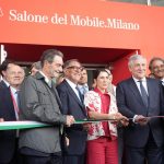 Taglio del nastro del Salone del Mobile di Milano 2026. Presenti il presidente della Regione Lombardia Attilio Fontana, l'assessore alla Sicurezza Romano La Russa, il ministro degli Esteri Antonio Tajani, il sindaco di Milano Giuseppe Sala e il presidente del Salone del Mobile Maria Porro