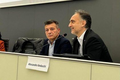L'assessore regionale all'Agricoltura, Sovranità alimentare e Foreste Alessandro Beduschi e il presidente di Ersaf Lombardia, Fabio Losio