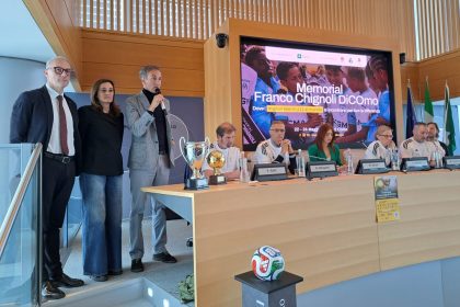 In foto l’assessore all’Università e Ricerca Alessandro Fermi durante la conferenza stampa di presentazione del torneo Chignoli a Palazzo Lombardia