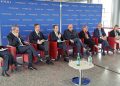 Il presidente della Regione Lombardia Attilio Fontana interviene alla presentazione della 10ª edizione del forum Teha 'La roadmap del futuro per il food&beverage: quali evoluzioni e quali sfide per i prossimi anni'. Lombardia prima per agrivcoltura in Italia