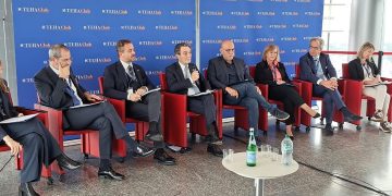 Il presidente della Regione Lombardia Attilio Fontana interviene alla presentazione della 10ª edizione del forum Teha 'La roadmap del futuro per il food&beverage: quali evoluzioni e quali sfide per i prossimi anni'. Lombardia prima per agrivcoltura in Italia